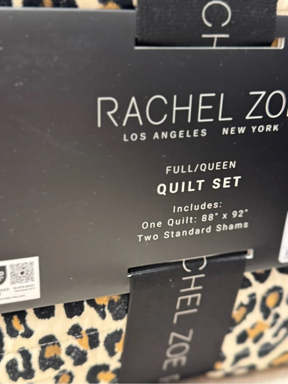 Rachel Zoe Leopard Print Quilt Set in Cream, Black & Tan